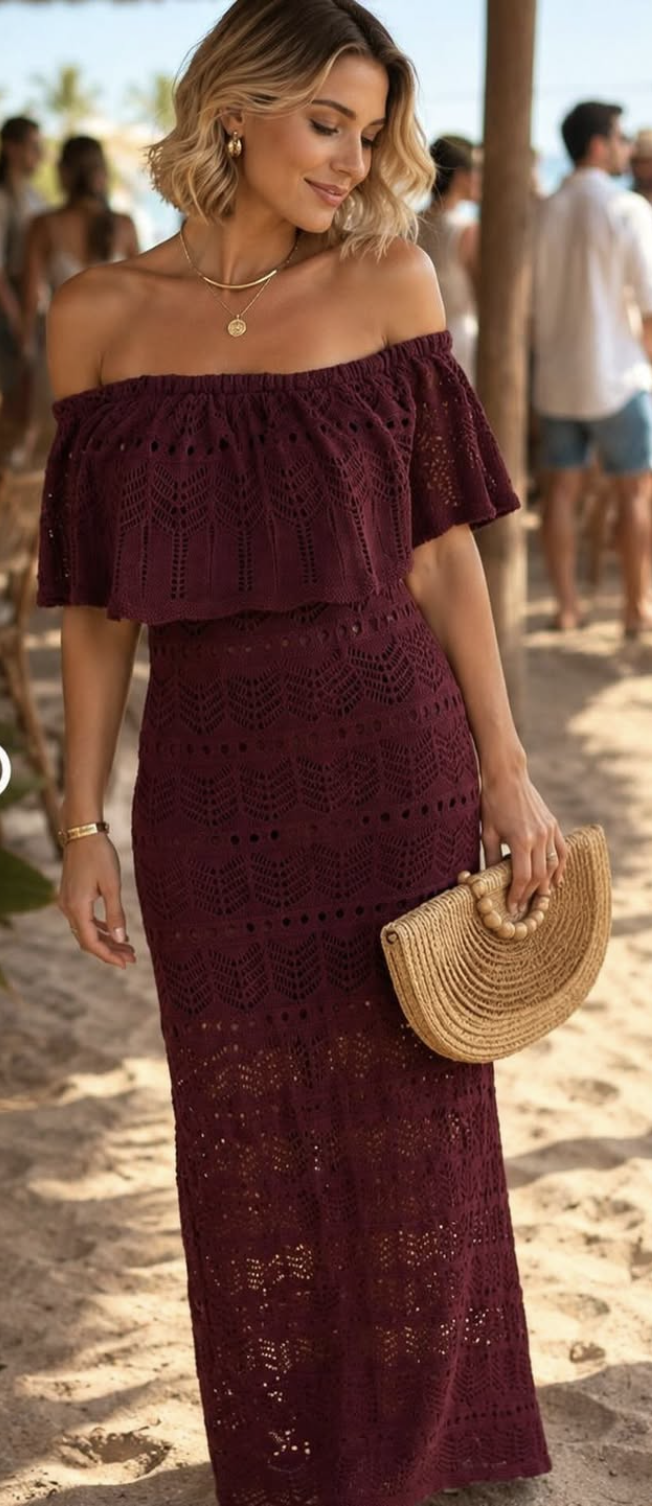 Amaro Vestido Tricot Ombro a Ombro 