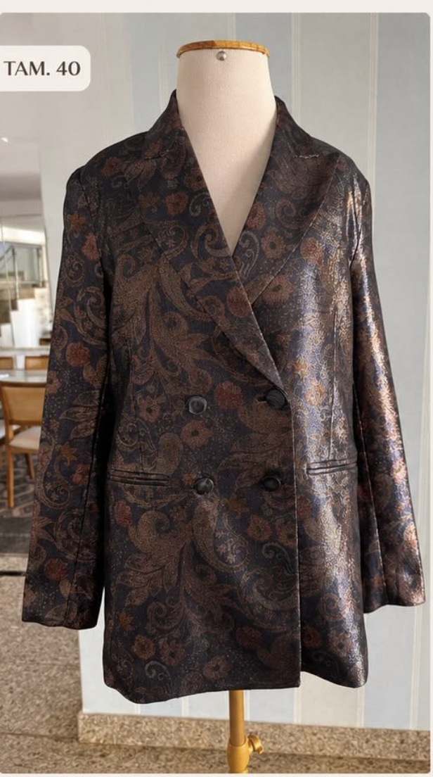 Animale Blazer Jacquard Metalizado Estampado Alfaiataria 